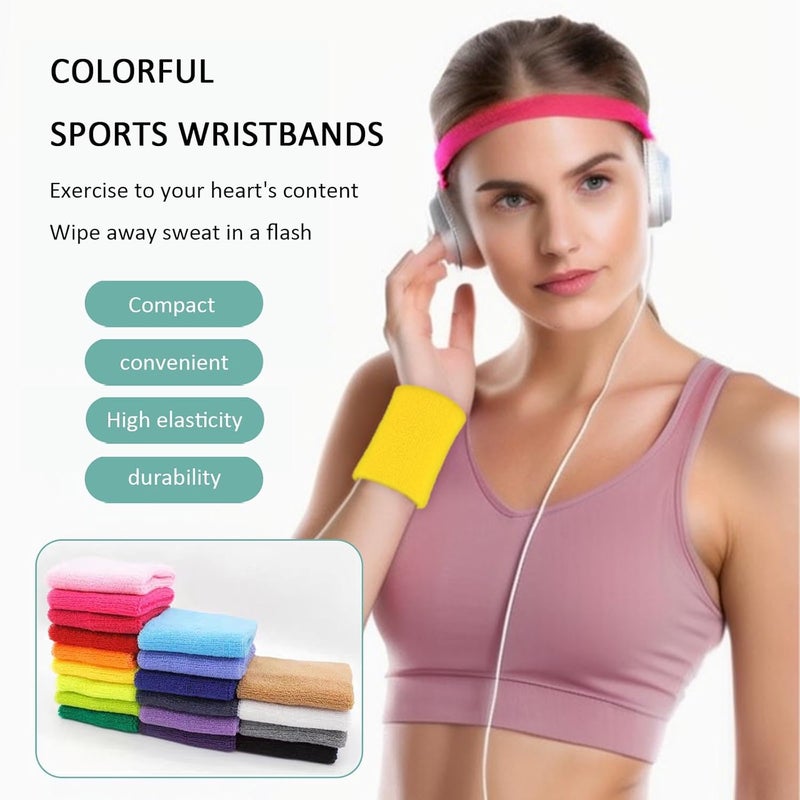 Fecawd Wristbands Sweatbands for Men & Women, Breathable Tennis Wrist Bands Absorbent Sweat Band Multiuse Wristband for Basketball, Running, Gym, Working Out - Image 3